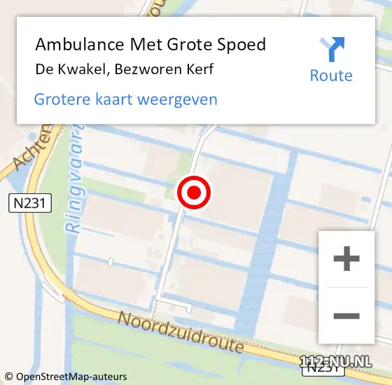 Locatie op kaart van de 112 melding: Ambulance Met Grote Spoed Naar De Kwakel, Bezworen Kerf op 8 juni 2023 15:37