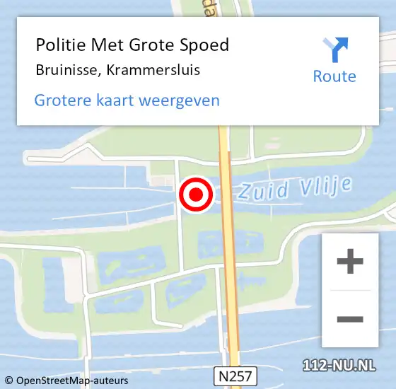 Locatie op kaart van de 112 melding: Politie Met Grote Spoed Naar Bruinisse, Krammersluis op 8 juni 2023 15:47