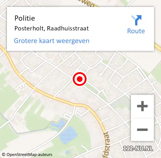 Locatie op kaart van de 112 melding: Politie Posterholt, Raadhuisstraat op 8 juni 2023 15:54
