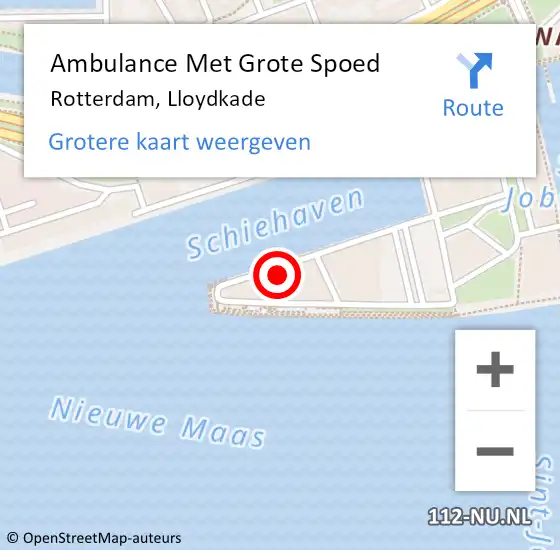 Locatie op kaart van de 112 melding: Ambulance Met Grote Spoed Naar Rotterdam, Lloydkade op 8 juni 2023 16:04