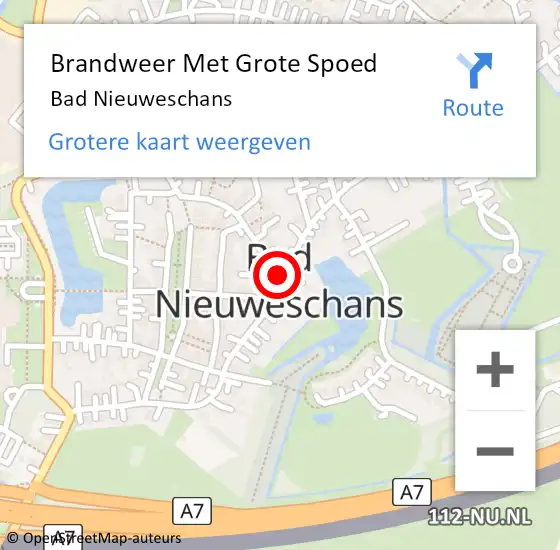 Locatie op kaart van de 112 melding: Brandweer Met Grote Spoed Naar Bad Nieuweschans op 8 juni 2023 16:06