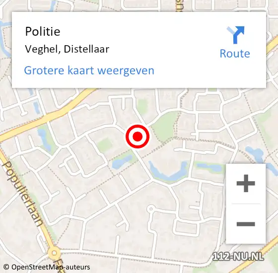 Locatie op kaart van de 112 melding: Politie Veghel, Distellaar op 8 juni 2023 16:10