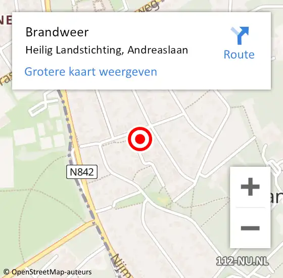 Locatie op kaart van de 112 melding: Brandweer Heilig Landstichting, Andreaslaan op 8 juni 2023 16:11