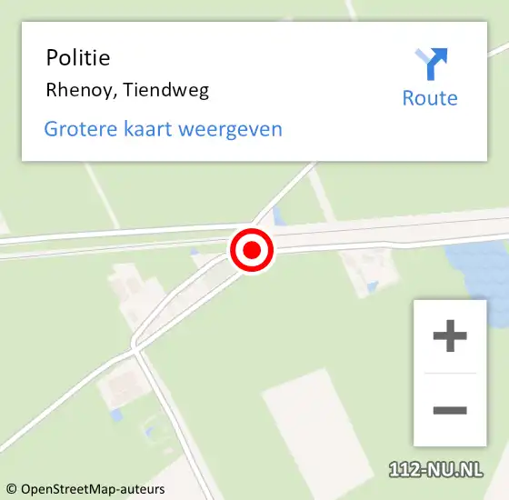 Locatie op kaart van de 112 melding: Politie Rhenoy, Tiendweg op 28 augustus 2014 09:20