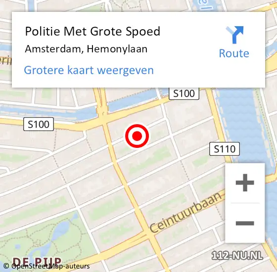 Locatie op kaart van de 112 melding: Politie Met Grote Spoed Naar Amsterdam, Hemonylaan op 8 juni 2023 16:19