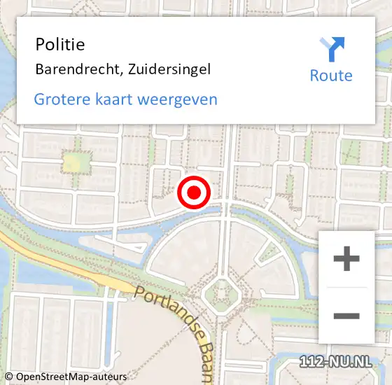 Locatie op kaart van de 112 melding: Politie Barendrecht, Zuidersingel op 8 juni 2023 16:21