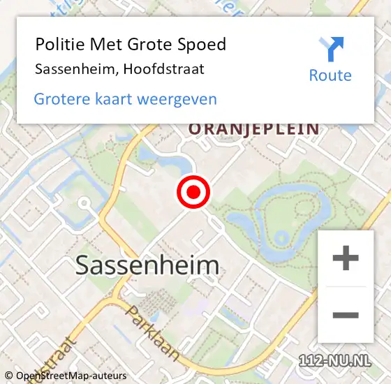 Locatie op kaart van de 112 melding: Politie Met Grote Spoed Naar Sassenheim, Hoofdstraat op 8 juni 2023 16:25