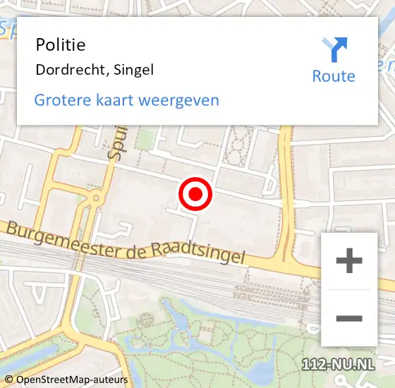 Locatie op kaart van de 112 melding: Politie Dordrecht, Singel op 8 juni 2023 16:27