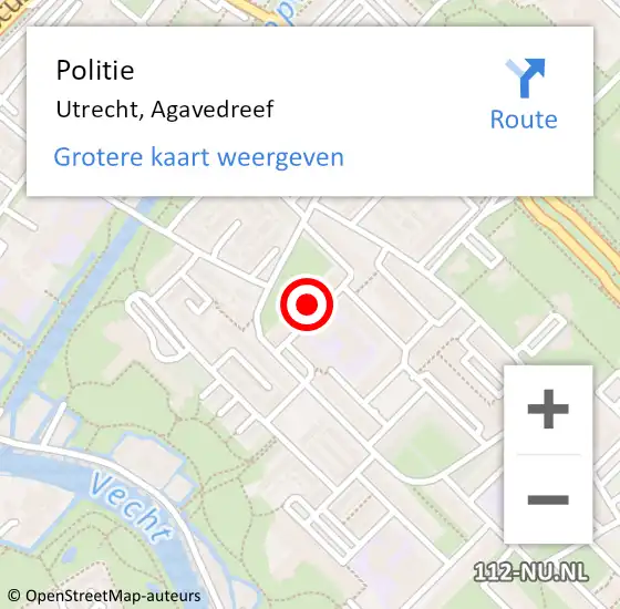 Locatie op kaart van de 112 melding: Politie Utrecht, Agavedreef op 8 juni 2023 16:42
