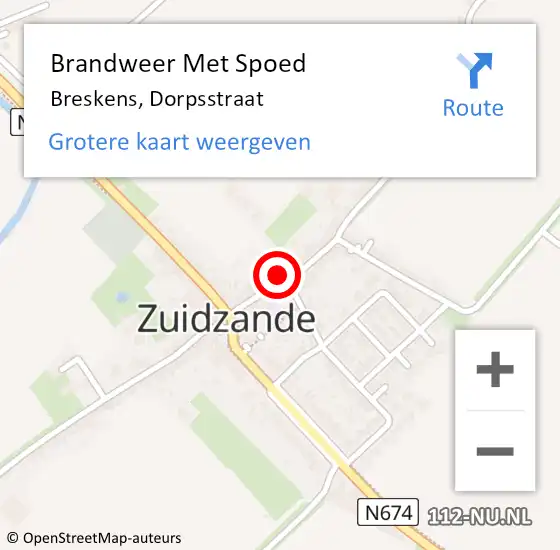 Locatie op kaart van de 112 melding: Brandweer Met Spoed Naar Breskens, Dorpsstraat op 8 juni 2023 16:42