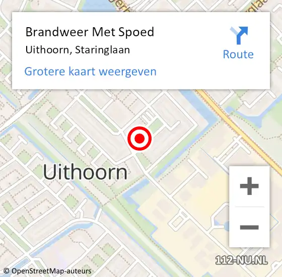 Locatie op kaart van de 112 melding: Brandweer Met Spoed Naar Uithoorn, Staringlaan op 8 juni 2023 16:51
