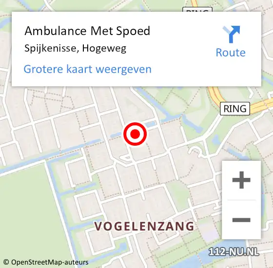 Locatie op kaart van de 112 melding: Ambulance Met Spoed Naar Spijkenisse, Hogeweg op 8 juni 2023 16:55