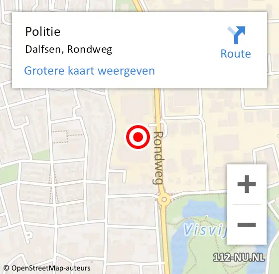 Locatie op kaart van de 112 melding: Politie Dalfsen, Rondweg op 8 juni 2023 17:07