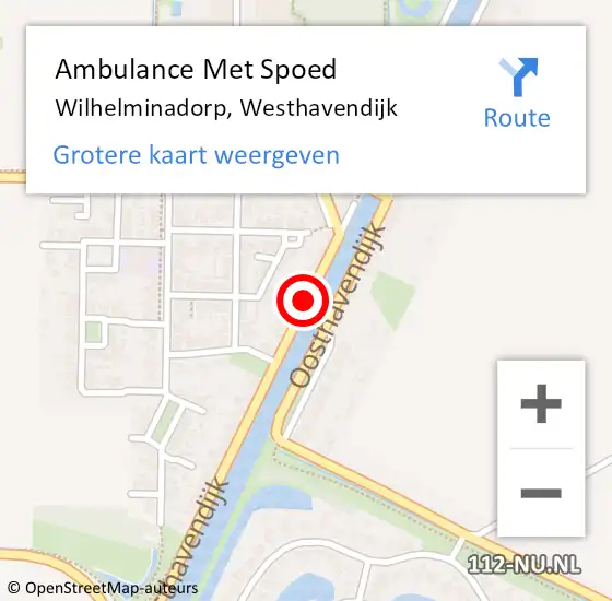 Locatie op kaart van de 112 melding: Ambulance Met Spoed Naar Wilhelminadorp, Westhavendijk op 12 oktober 2013 23:02