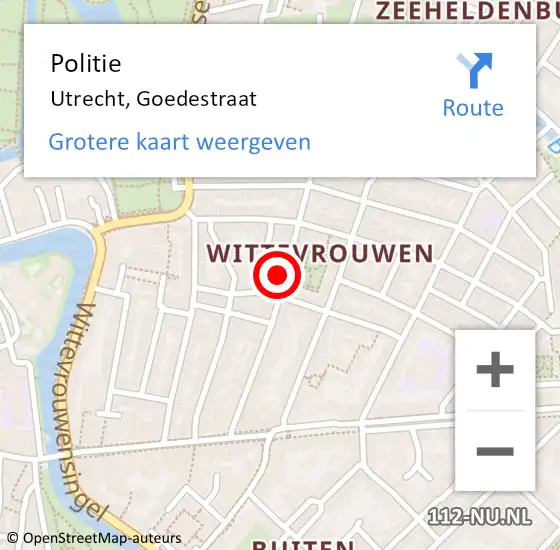 Locatie op kaart van de 112 melding: Politie Utrecht, Goedestraat op 8 juni 2023 17:29