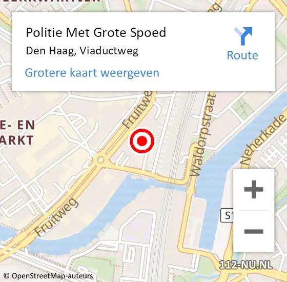 Locatie op kaart van de 112 melding: Politie Met Grote Spoed Naar Den Haag, Viaductweg op 8 juni 2023 17:51