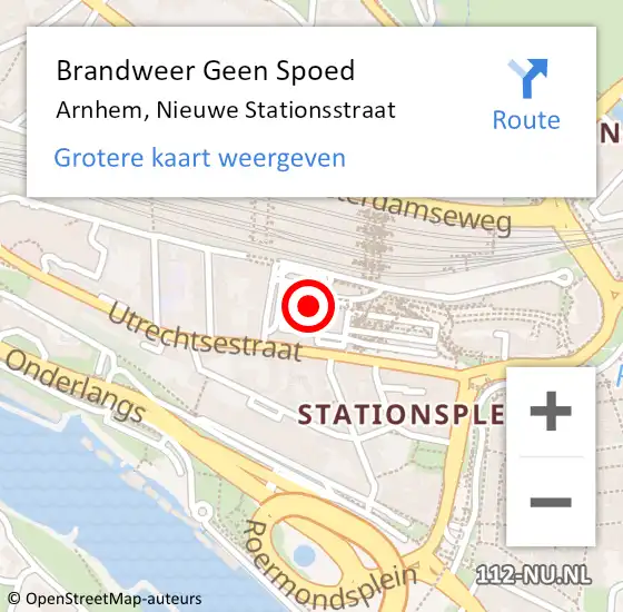 Locatie op kaart van de 112 melding: Brandweer Geen Spoed Naar Arnhem, Nieuwe Stationsstraat op 8 juni 2023 18:00