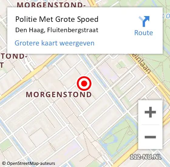 Locatie op kaart van de 112 melding: Politie Met Grote Spoed Naar Den Haag, Fluitenbergstraat op 8 juni 2023 18:01