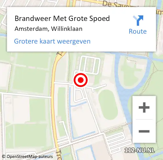 Locatie op kaart van de 112 melding: Brandweer Met Grote Spoed Naar Amsterdam, Willinklaan op 8 juni 2023 18:01