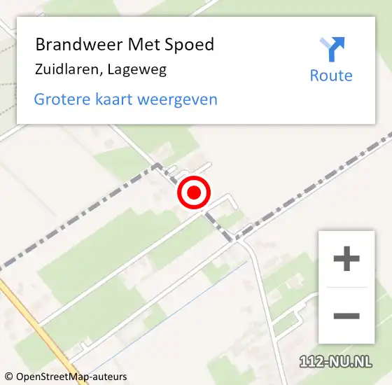 Locatie op kaart van de 112 melding: Brandweer Met Spoed Naar Zuidlaren, Lageweg op 8 juni 2023 18:15