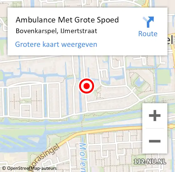 Locatie op kaart van de 112 melding: Ambulance Met Grote Spoed Naar Bovenkarspel, IJmertstraat op 8 juni 2023 18:18