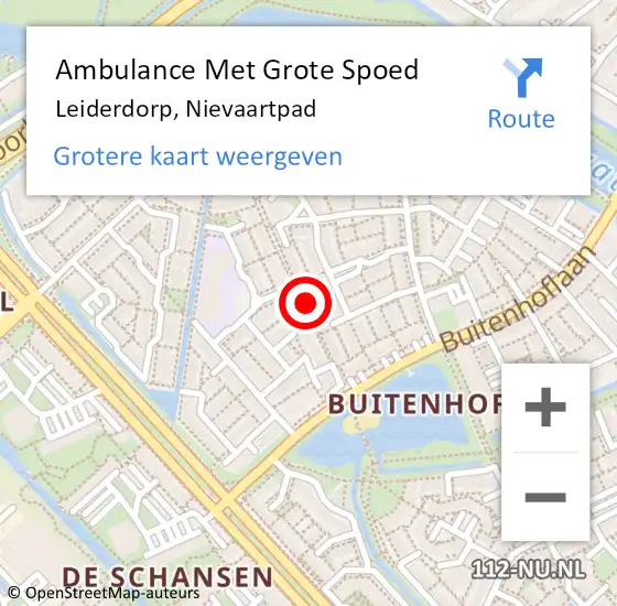 Locatie op kaart van de 112 melding: Ambulance Met Grote Spoed Naar Leiderdorp, Nievaartpad op 8 juni 2023 18:33
