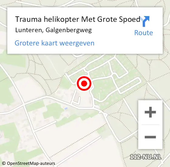 Locatie op kaart van de 112 melding: Trauma helikopter Met Grote Spoed Naar Lunteren, Galgenbergweg op 8 juni 2023 18:54