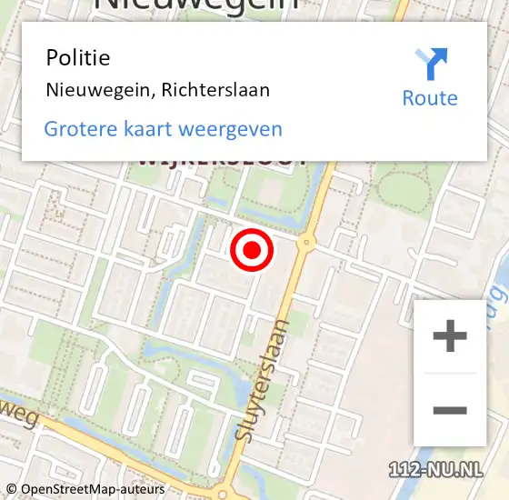 Locatie op kaart van de 112 melding: Politie Nieuwegein, Richterslaan op 8 juni 2023 19:23