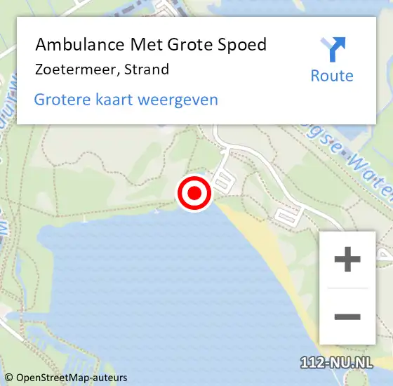 Locatie op kaart van de 112 melding: Ambulance Met Grote Spoed Naar Zoetermeer, Strand op 8 juni 2023 19:29