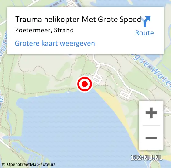 Locatie op kaart van de 112 melding: Trauma helikopter Met Grote Spoed Naar Zoetermeer, Strand op 8 juni 2023 19:30