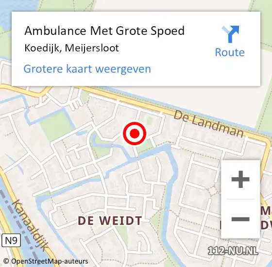 Locatie op kaart van de 112 melding: Ambulance Met Grote Spoed Naar Koedijk, Meijersloot op 8 juni 2023 19:31