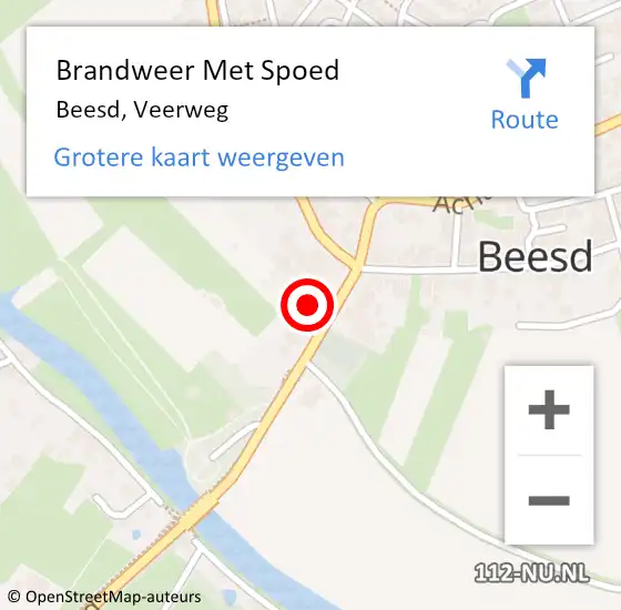 Locatie op kaart van de 112 melding: Brandweer Met Spoed Naar Beesd, Veerweg op 8 juni 2023 19:43