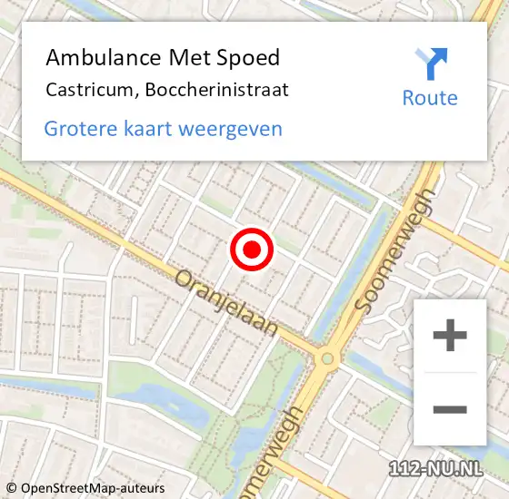 Locatie op kaart van de 112 melding: Ambulance Met Spoed Naar Castricum, Boccherinistraat op 8 juni 2023 20:09