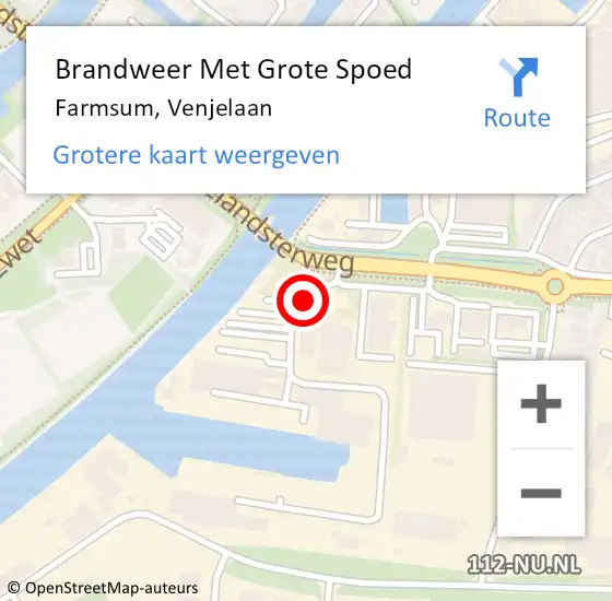 Locatie op kaart van de 112 melding: Brandweer Met Grote Spoed Naar Farmsum, Venjelaan op 8 juni 2023 21:17