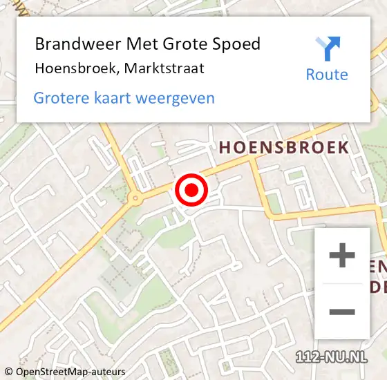 Locatie op kaart van de 112 melding: Brandweer Met Grote Spoed Naar Hoensbroek, Marktstraat op 8 juni 2023 21:33
