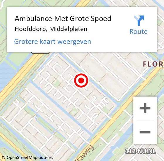 Locatie op kaart van de 112 melding: Ambulance Met Grote Spoed Naar Hoofddorp, Middelplaten op 8 juni 2023 22:10