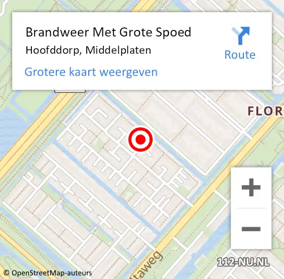 Locatie op kaart van de 112 melding: Brandweer Met Grote Spoed Naar Hoofddorp, Middelplaten op 8 juni 2023 22:25