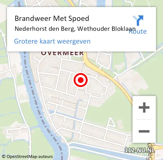 Locatie op kaart van de 112 melding: Brandweer Met Spoed Naar Nederhorst den Berg, Wethouder Bloklaan op 8 juni 2023 22:42