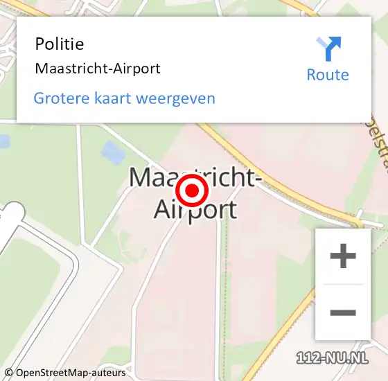Locatie op kaart van de 112 melding: Politie Maastricht-Airport op 8 juni 2023 23:48