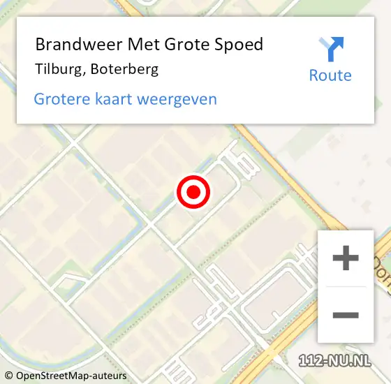 Locatie op kaart van de 112 melding: Brandweer Met Grote Spoed Naar Tilburg, Boterberg op 9 juni 2023 00:50