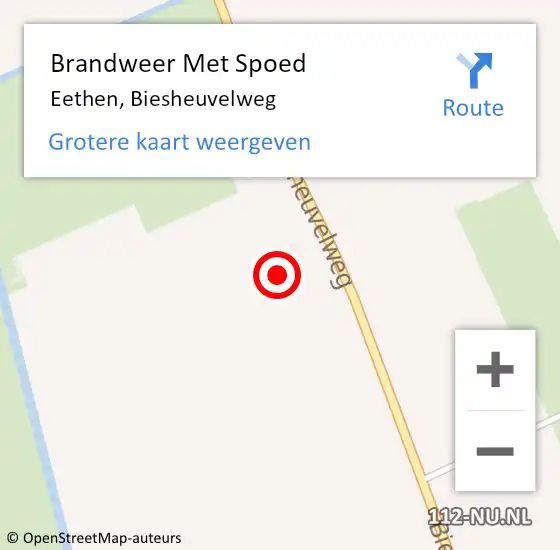 Locatie op kaart van de 112 melding: Brandweer Met Spoed Naar Eethen, Biesheuvelweg op 9 juni 2023 01:06