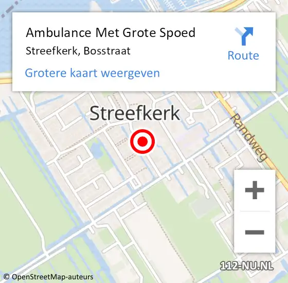 Locatie op kaart van de 112 melding: Ambulance Met Grote Spoed Naar Streefkerk, Bosstraat op 9 juni 2023 01:11