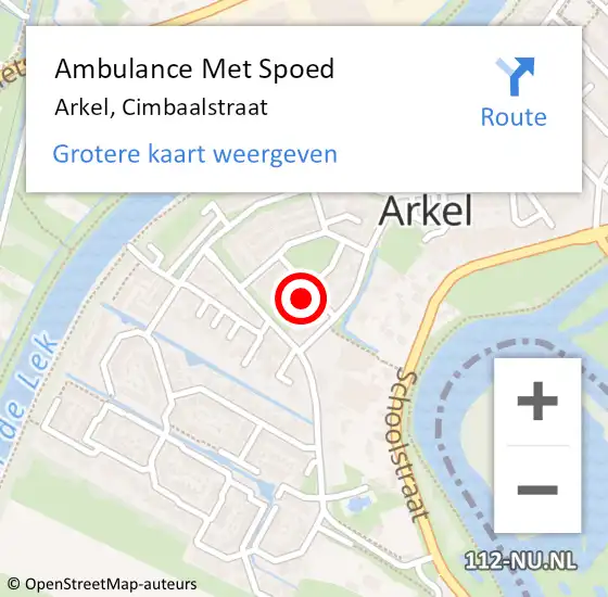 Locatie op kaart van de 112 melding: Ambulance Met Spoed Naar Arkel, Cimbaalstraat op 9 juni 2023 01:12