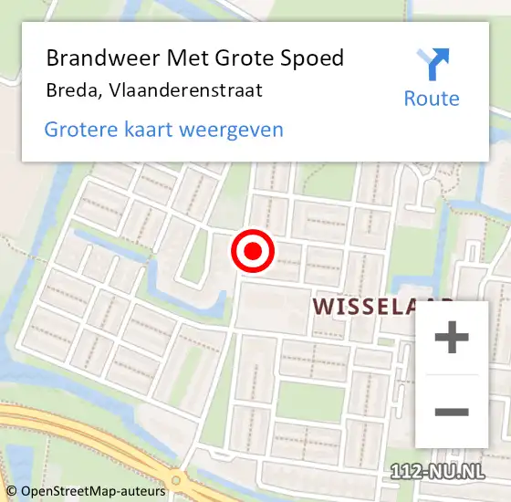 Locatie op kaart van de 112 melding: Brandweer Met Grote Spoed Naar Breda, Vlaanderenstraat op 9 juni 2023 01:28