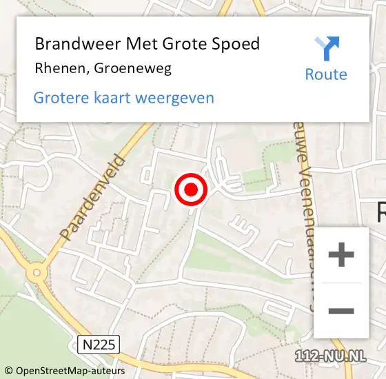 Locatie op kaart van de 112 melding: Brandweer Met Grote Spoed Naar Rhenen, Groeneweg op 9 juni 2023 01:58