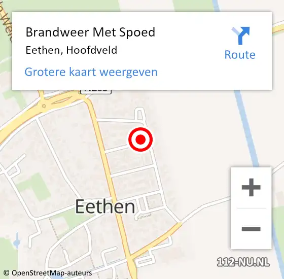 Locatie op kaart van de 112 melding: Brandweer Met Spoed Naar Eethen, Hoofdveld op 9 juni 2023 02:16