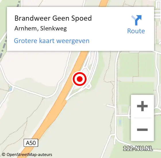 Locatie op kaart van de 112 melding: Brandweer Geen Spoed Naar Arnhem, Slenkweg op 9 juni 2023 02:28