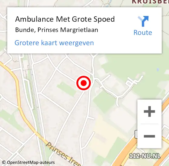 Locatie op kaart van de 112 melding: Ambulance Met Grote Spoed Naar Bunde, Prinses Margrietlaan op 28 augustus 2014 10:11