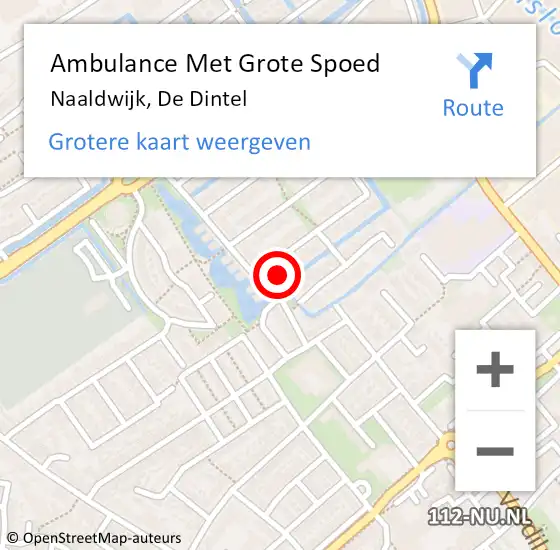 Locatie op kaart van de 112 melding: Ambulance Met Grote Spoed Naar Naaldwijk, De Dintel op 9 juni 2023 02:48