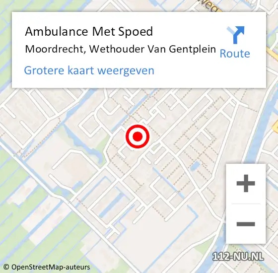 Locatie op kaart van de 112 melding: Ambulance Met Spoed Naar Moordrecht, Wethouder Van Gentplein op 9 juni 2023 03:44